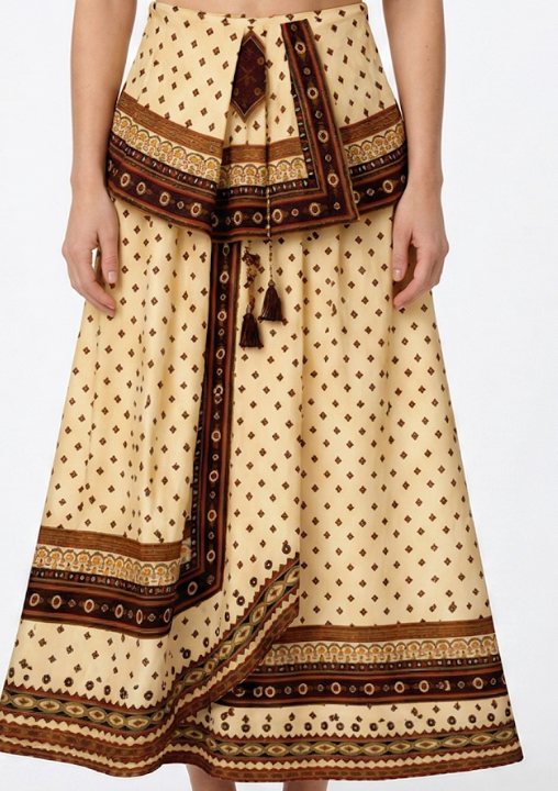 LILLIE SKIRT - IVORY/RUST DOT
