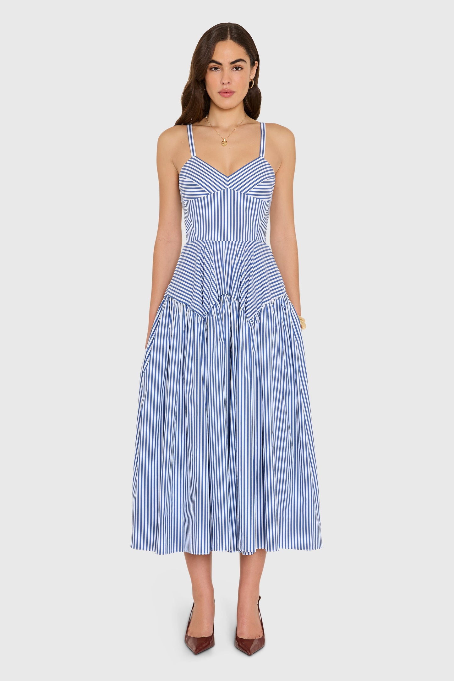 SPENCER MIDI DRESS - BLUE IVORY
