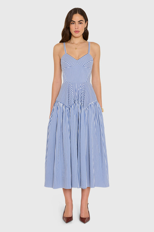 SPENCER MIDI DRESS - BLUE IVORY