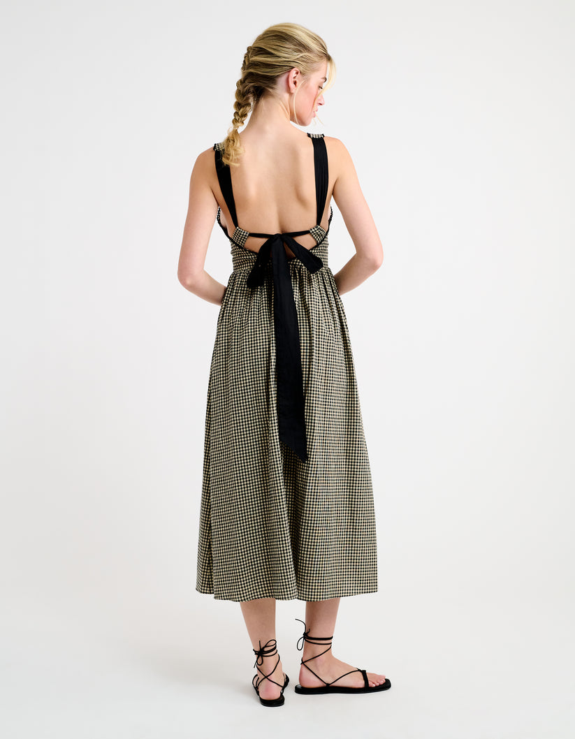 TOULOUSE MIDI DRESS - BLACK GINGHAM