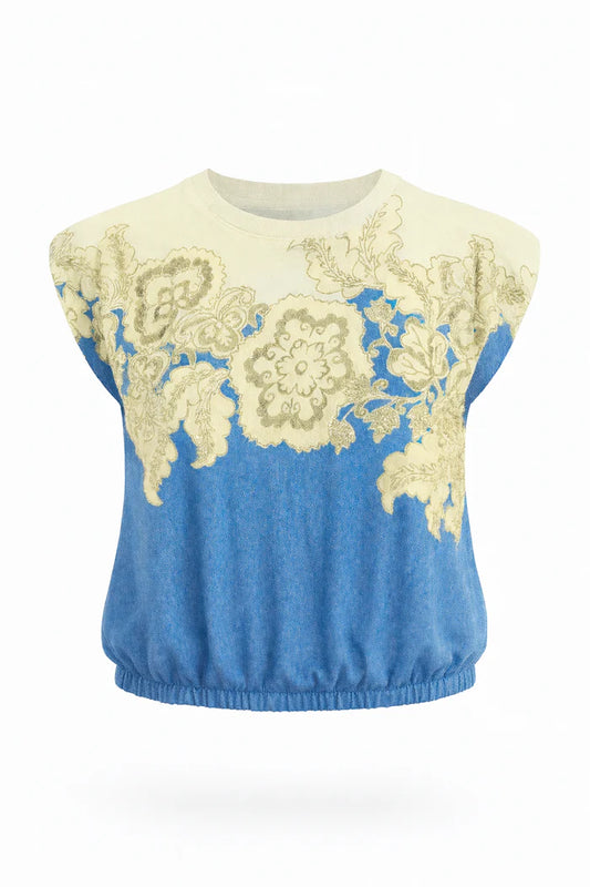 WILSON TEE - CHAMBRAY FLORAL