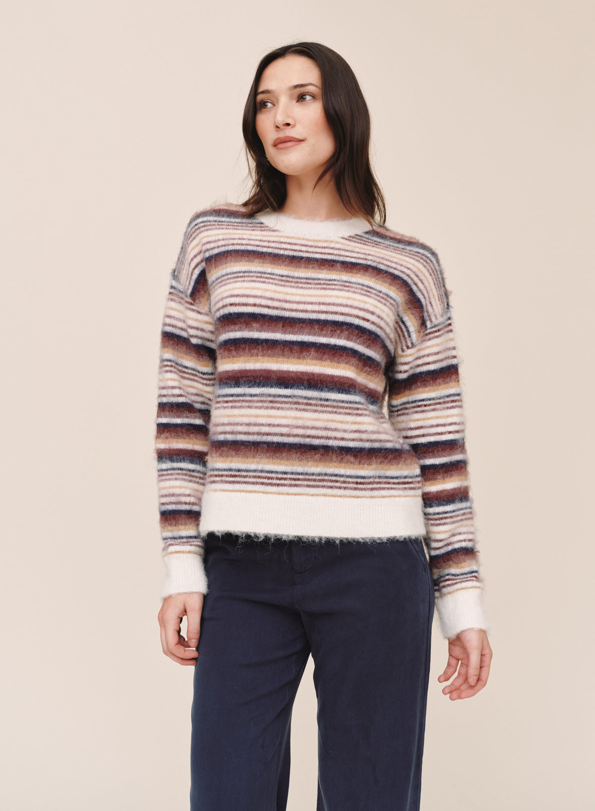 CREW NECK SWEATER - EMBER STRIPE