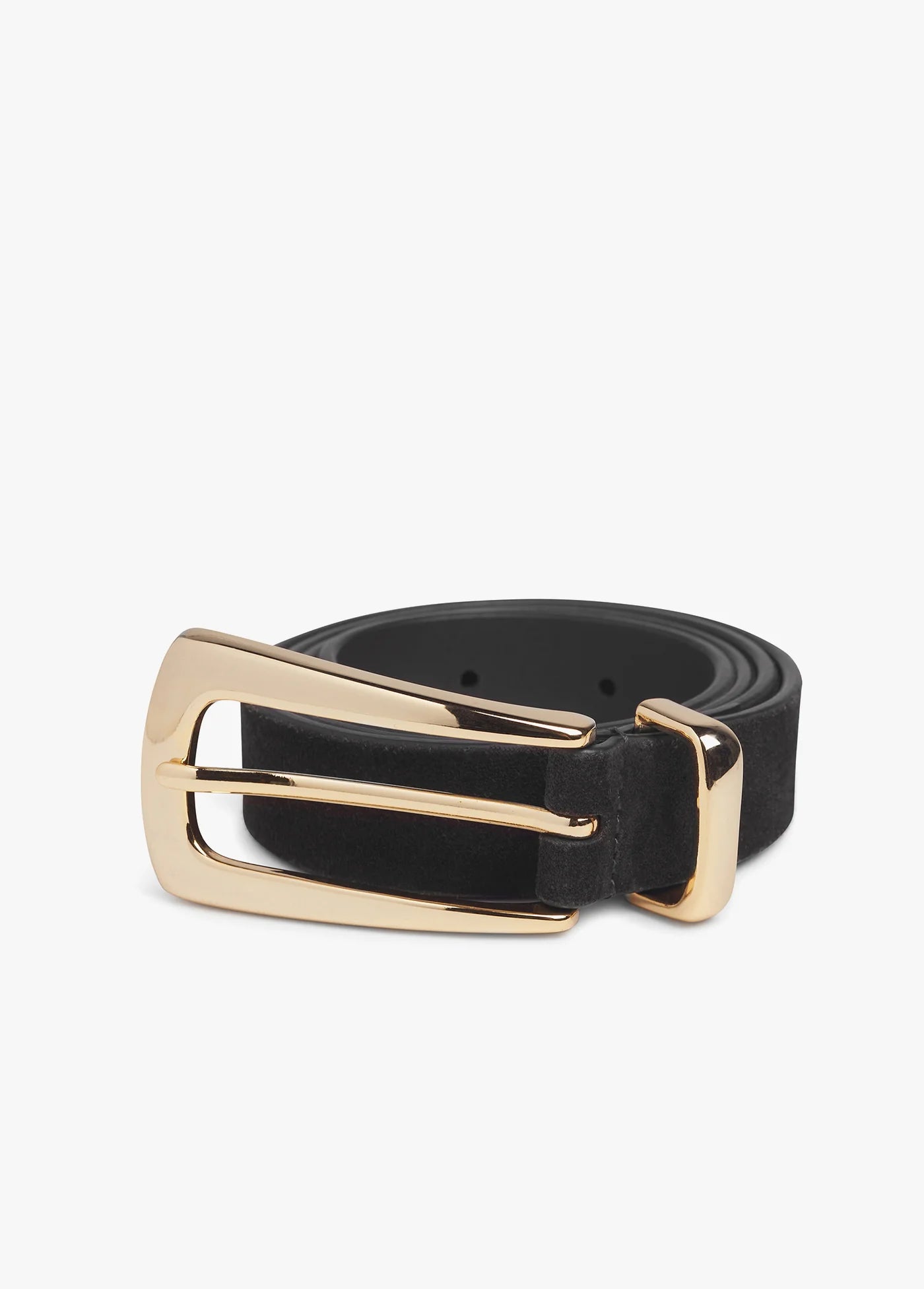 THE SUEDE STATEMENT BELT - BLACK/GOLD