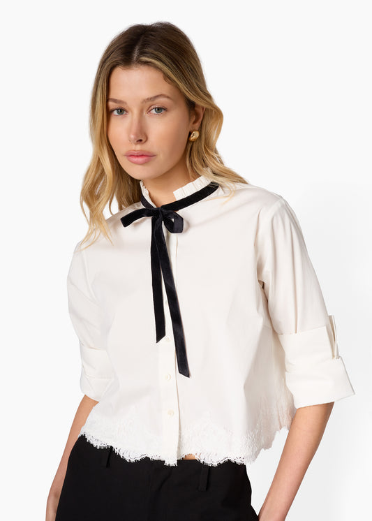 TAYLOR POPLIN BUTTON DOWN SHIRT - WHITE