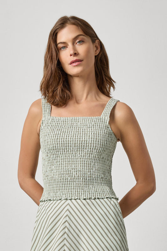 STRIPED SMOCKED TANK - POOL STRIPE