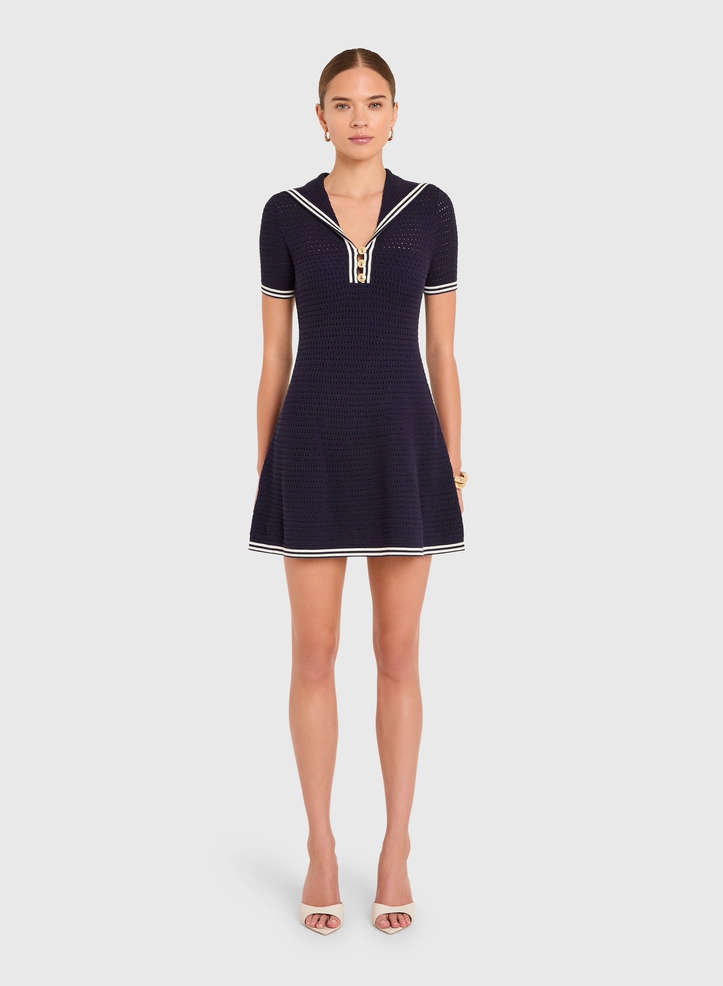 MONIQUE DRESS - NAVY/ IVORY