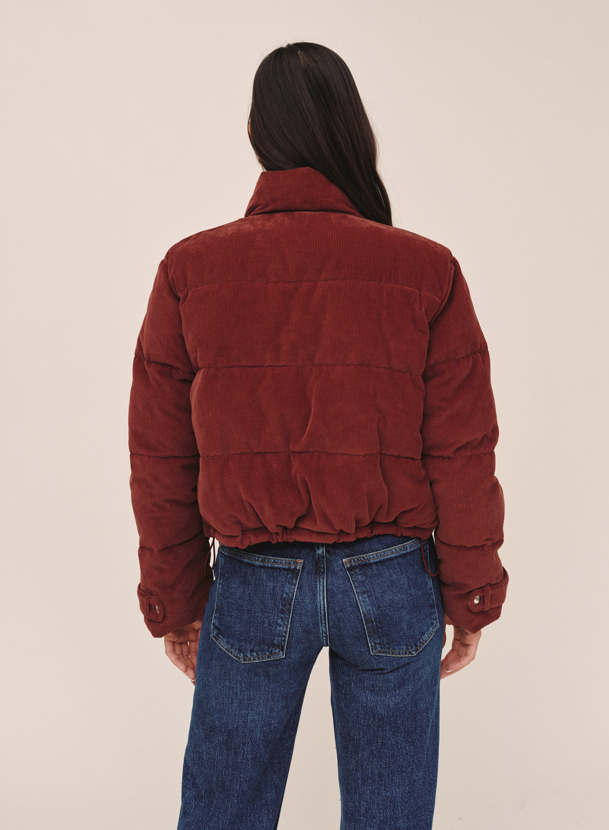 FUNNEL NECK PUFFER JACKET - MAHOGANY