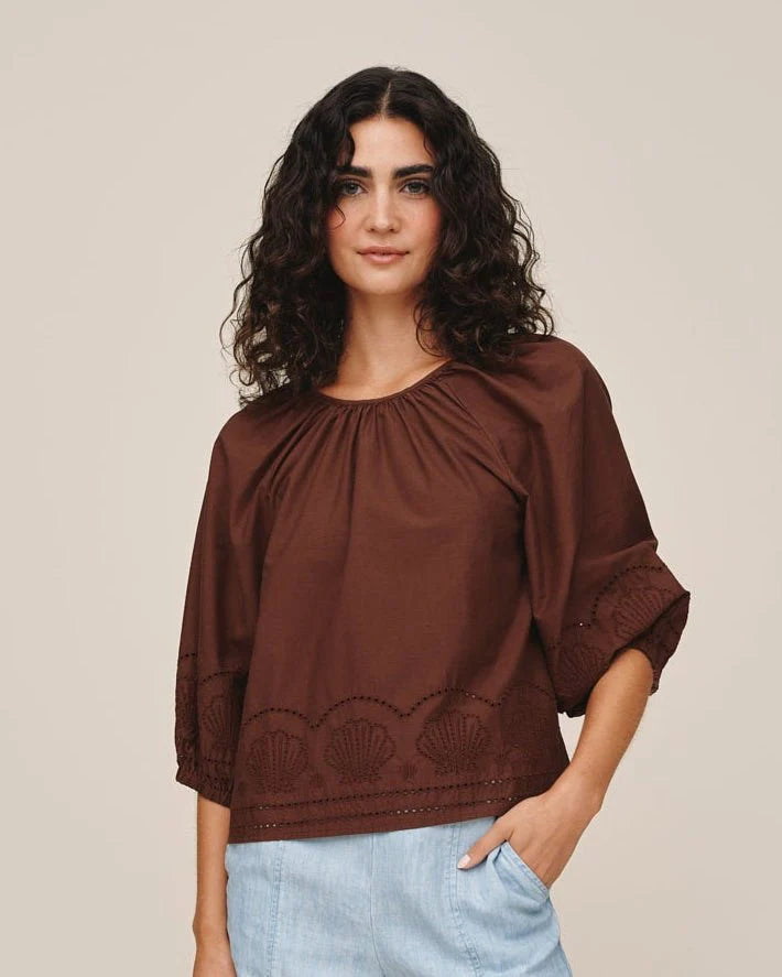 SHORT RAGLAN SLEEVE TOP - SEA GLASS BROWN
