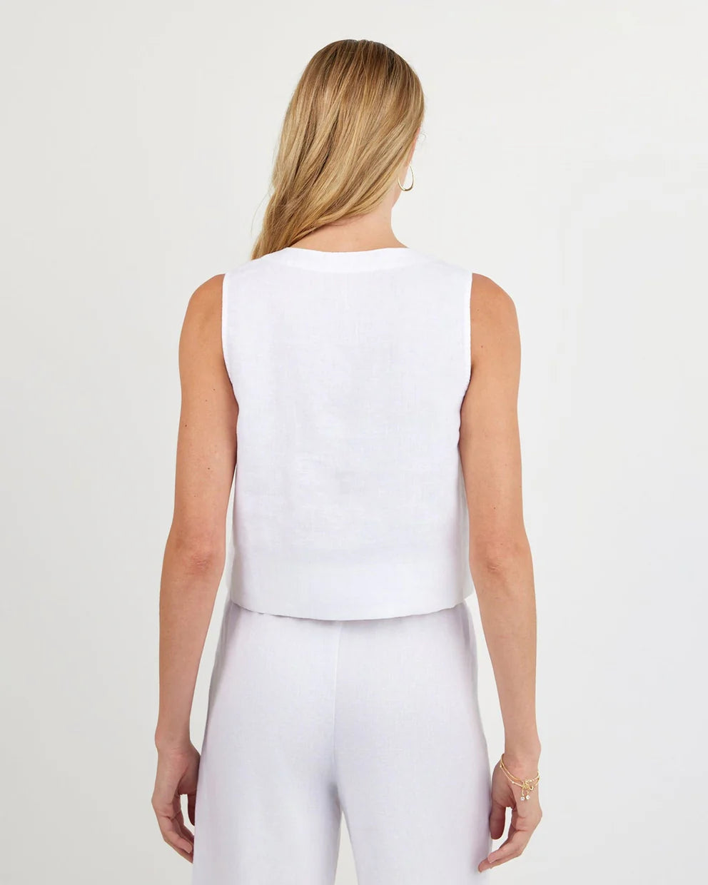 SLEEVELESS HALF PLACKET TOP - WHITE