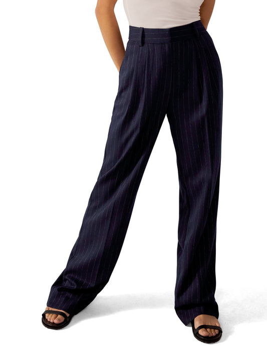 THE FAVORITE PANT PETITE - NAVY PINSTRIPE