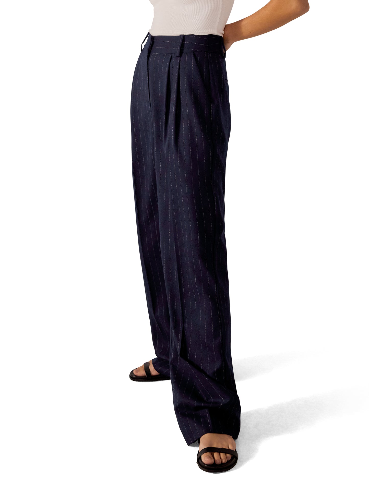 THE FAVORITE PANT PETITE - NAVY PINSTRIPE