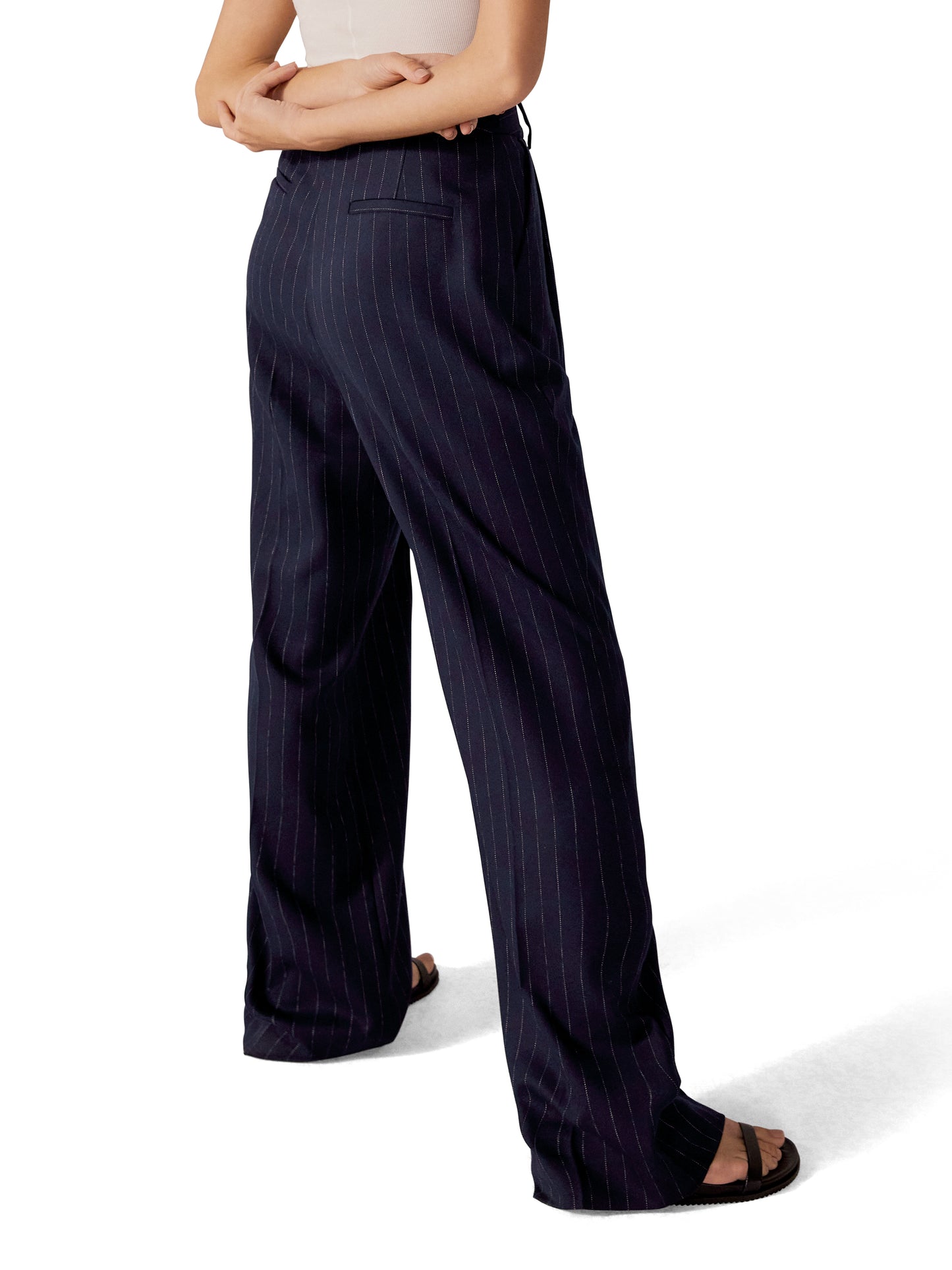 THE FAVORITE PANT PETITE - NAVY PINSTRIPE