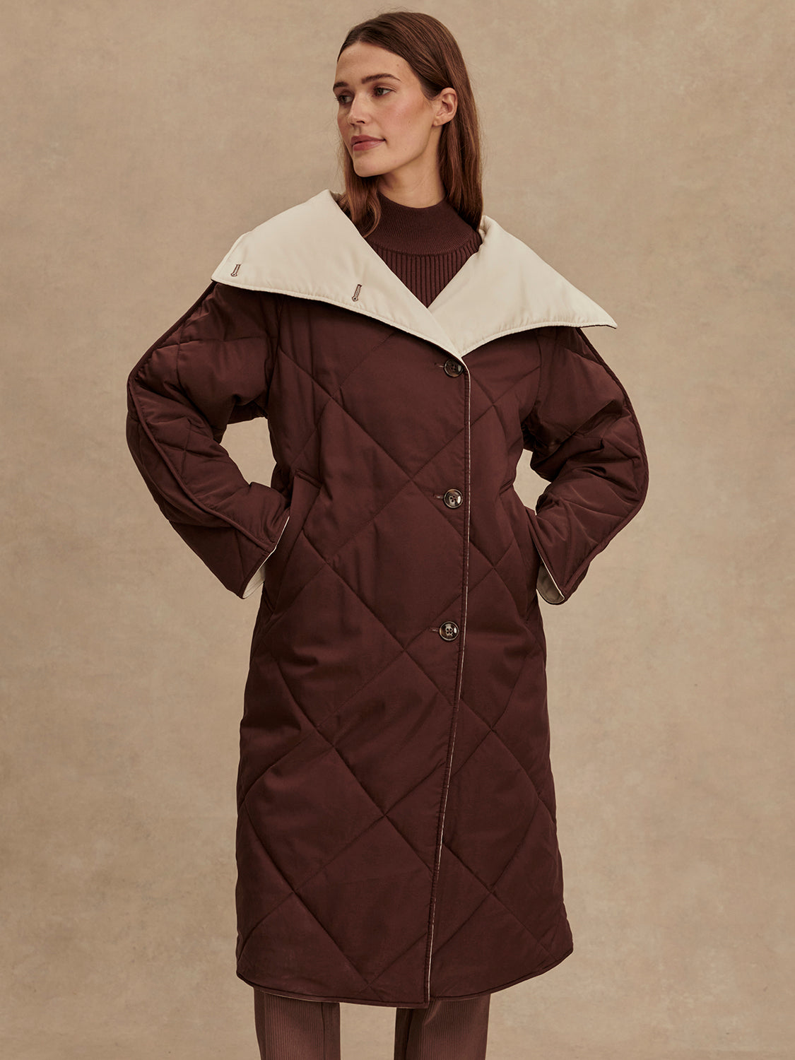 Annalise Reversible Wrap Coat - Deep Mahogany
