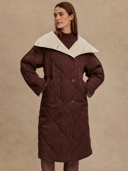Annalise Reversible Wrap Coat - Deep Mahogany