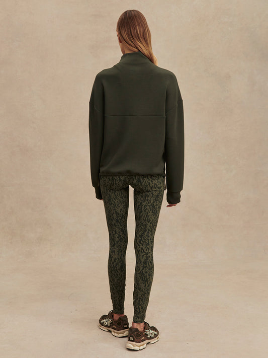 TAYAH ZIP THROUGH SWEATER - DARK RESIN GREEN
