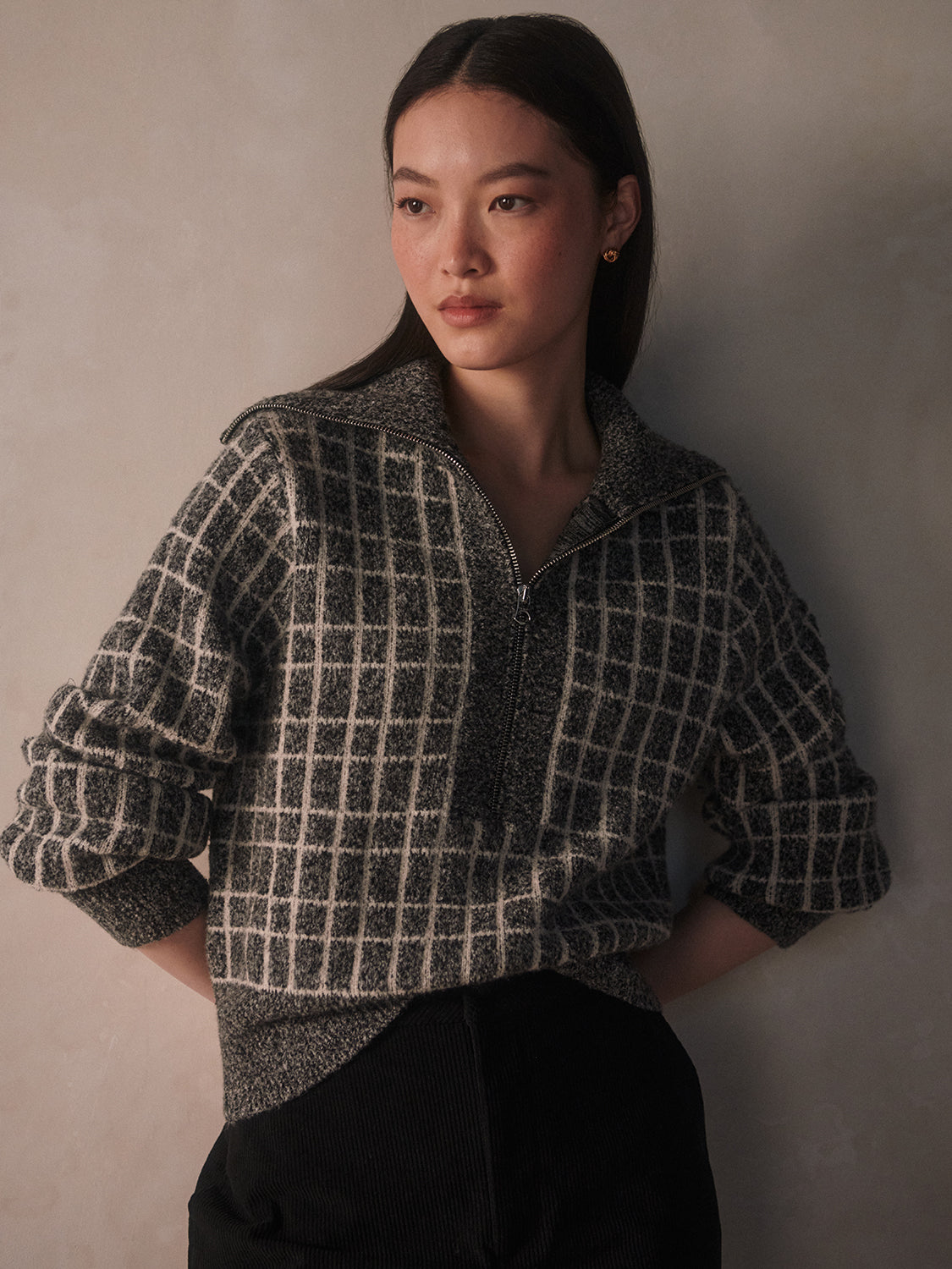 Furley Half Zip Knit - Charcoal MarlFURLEY HALF ZIP KNIT - CHARCOAL MARL