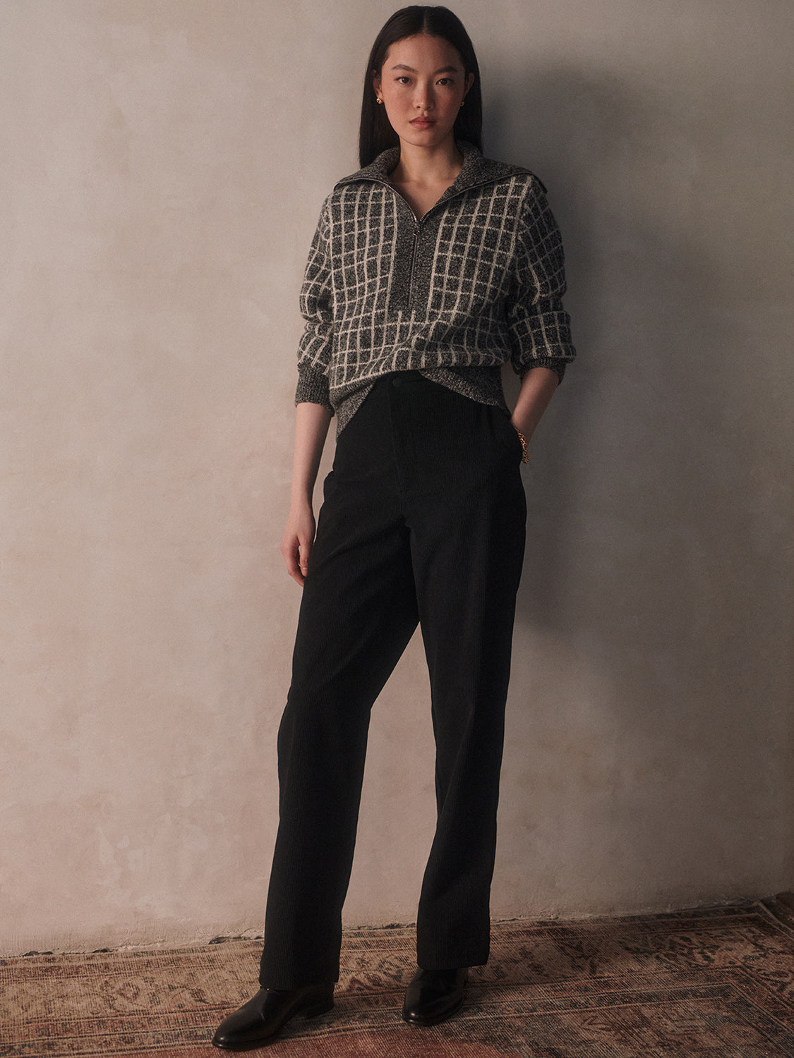 Furley Half Zip Knit - Charcoal MarlFURLEY HALF ZIP KNIT - CHARCOAL MARL