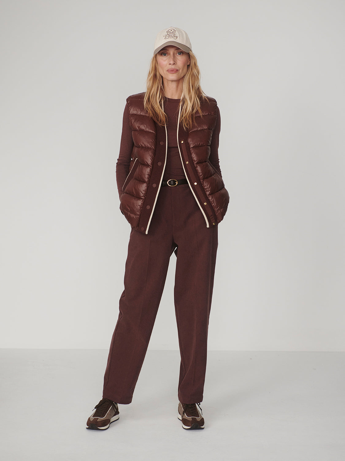 COLWYN SHORT BOXY GILET - BROWN STONE