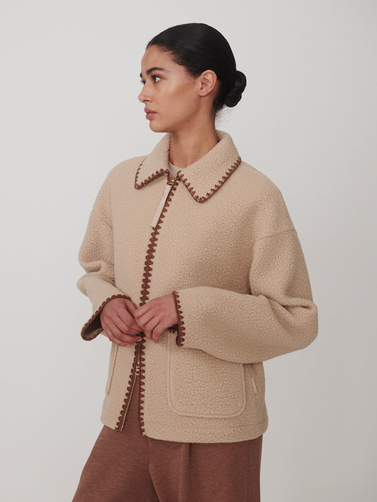 RUIKO ZIP THROUGH FLEECE - LIGHT TAUPE