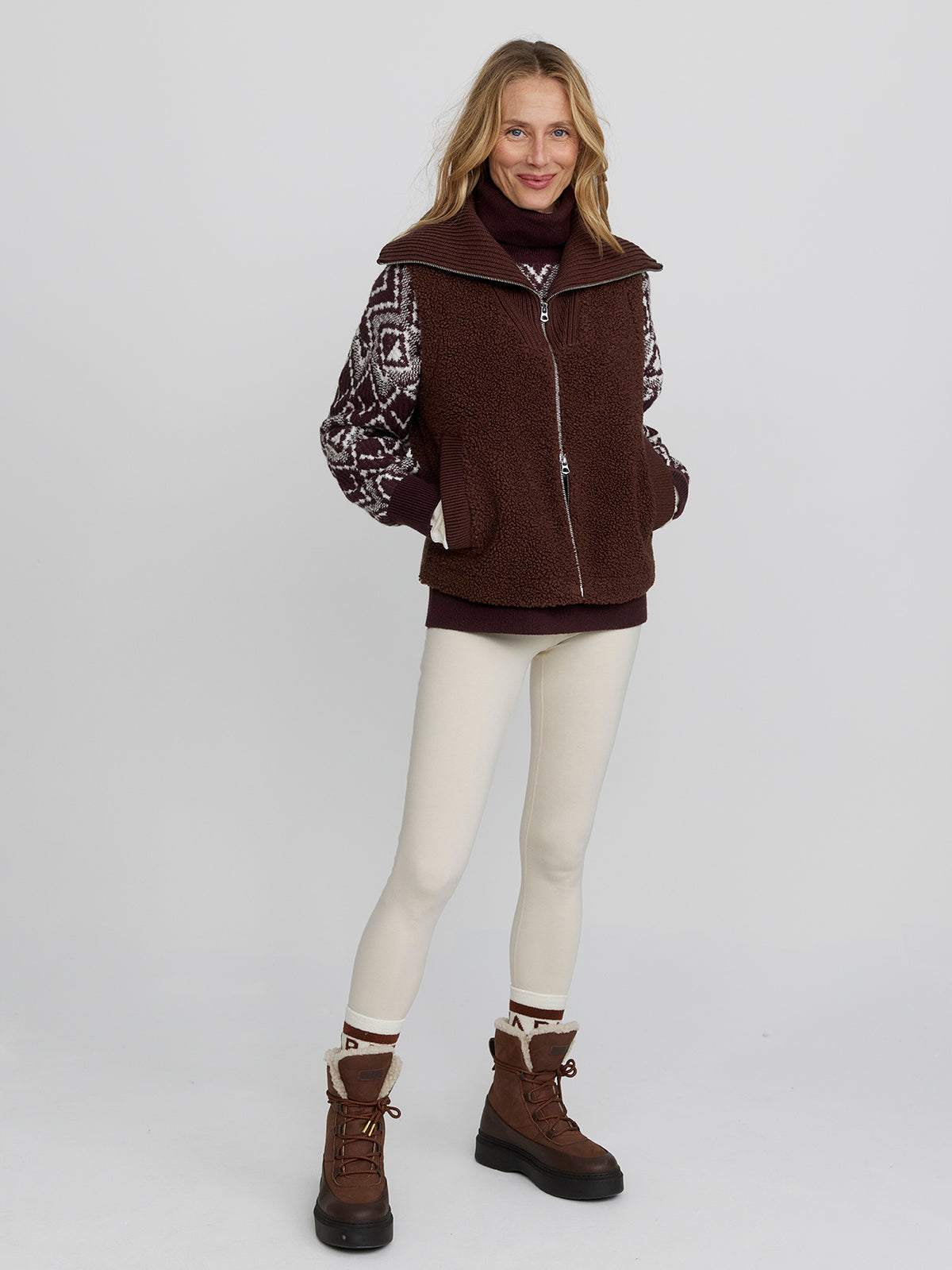 AMAND SHERPA GILET - SHAVED CHOCOLATE