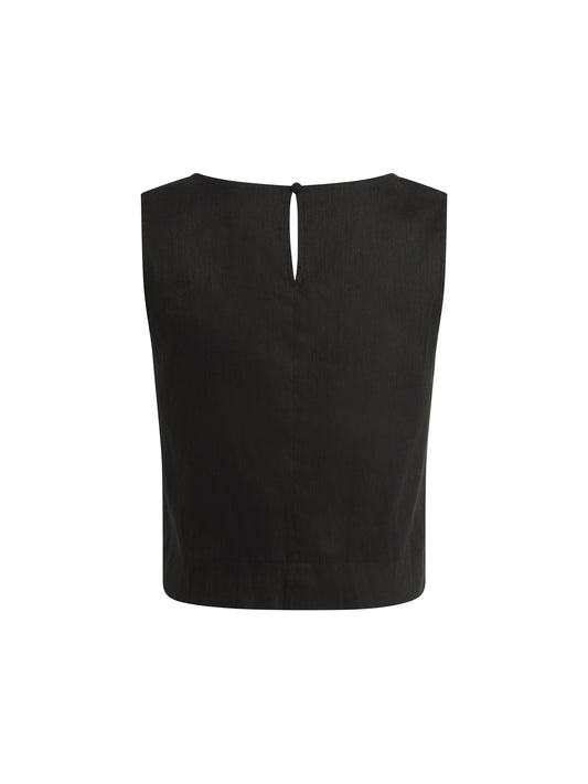 THE LINEN ABBY TOP - BLACK