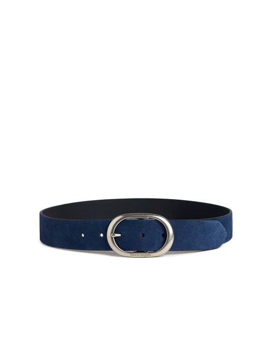 THE SUEDE JEAN BELT - NAVY/TUMBLED NICKE