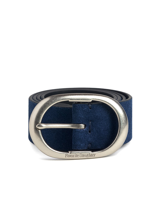 THE SUEDE JEAN BELT - NAVY/TUMBLED NICKE