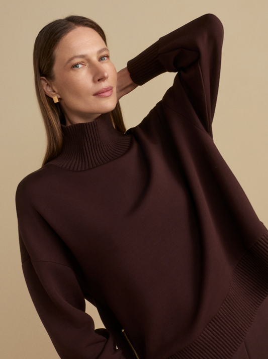BARKER HIGH NECK SWEAT - COFFEE BEAN