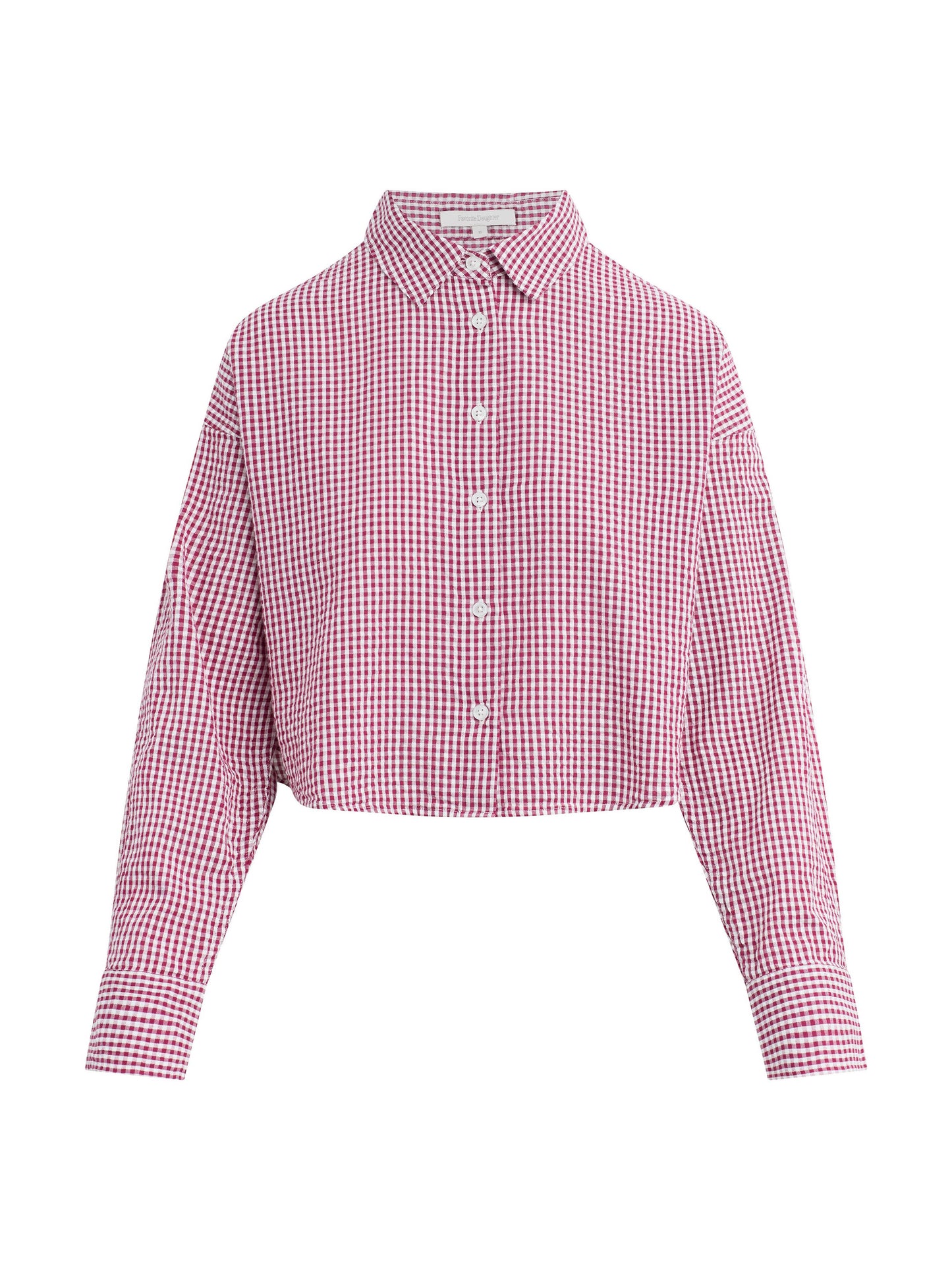 THE CROP EX BOYFRIEND SHIRT - RASPBERRY/WHITE