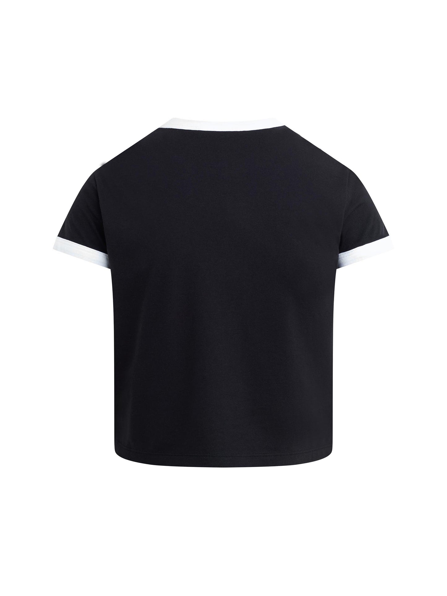 THE CROPPED FAVORITE DAUGHTER RINGER TEE - BLACK/OFF WHITE