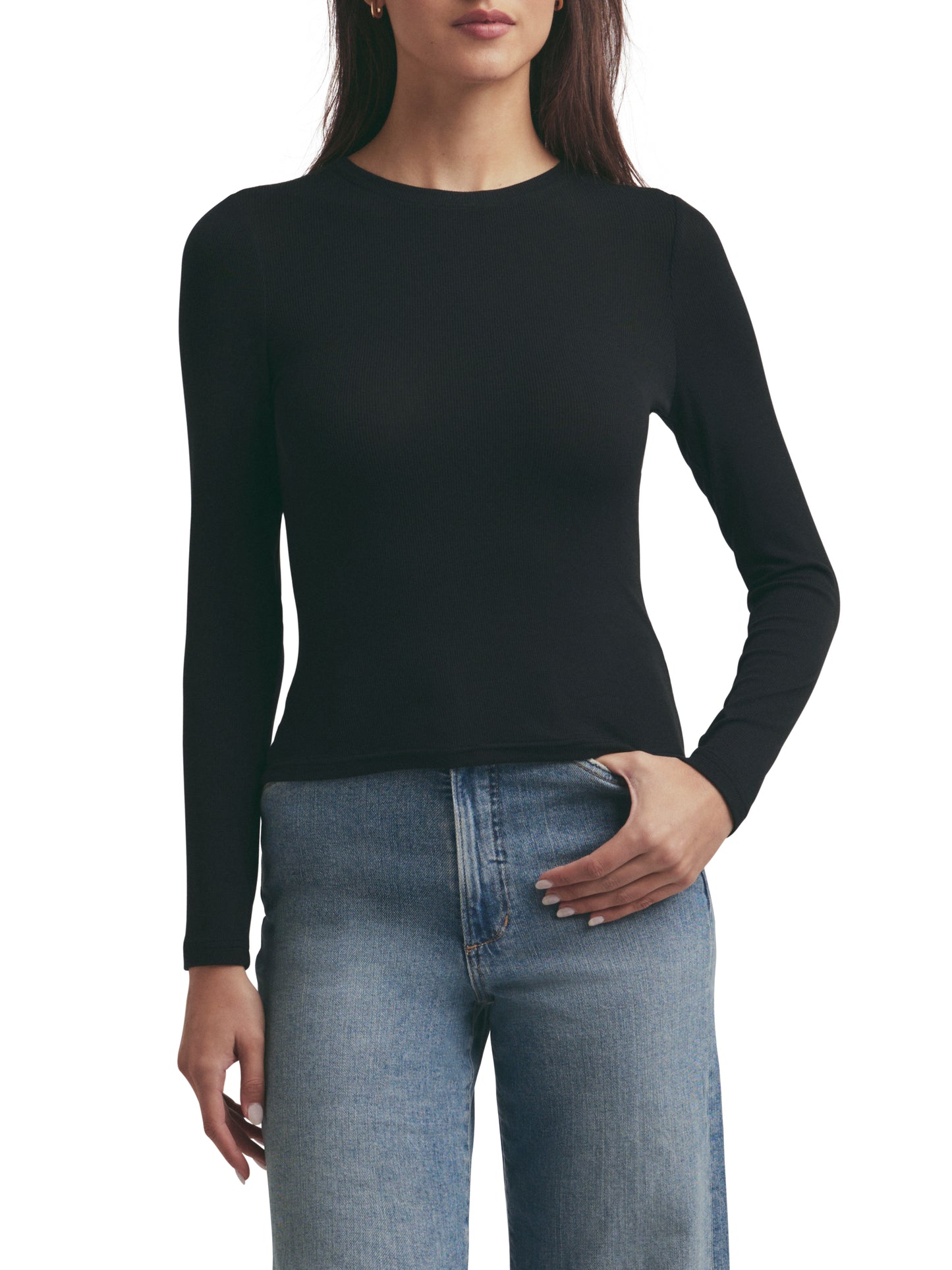 THE RIBBED LONG SLEEVE - BLACK