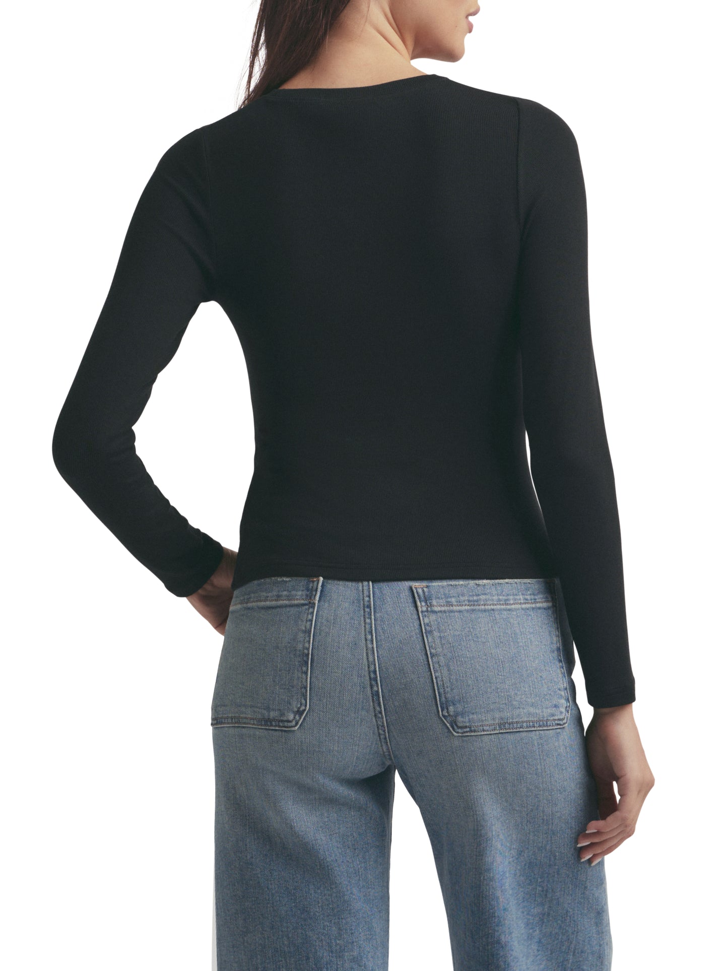 THE RIBBED LONG SLEEVE - BLACK