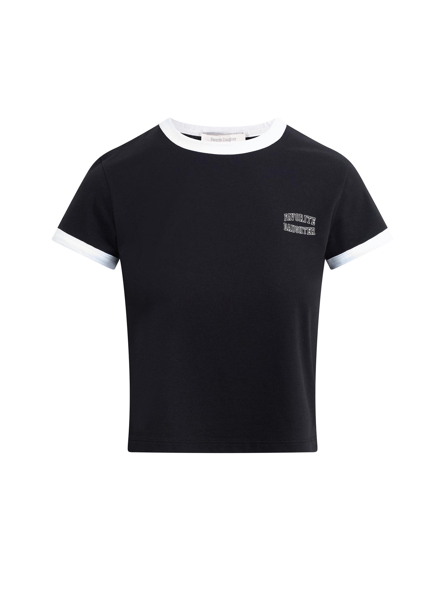 THE CROPPED FAVORITE DAUGHTER RINGER TEE - BLACK/OFF WHITE