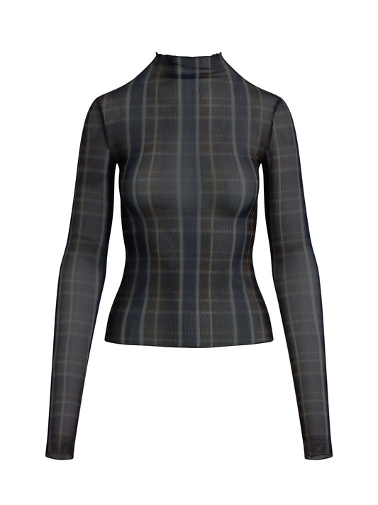THE SHEER FANTASY TOP - TOFFEE PLAID