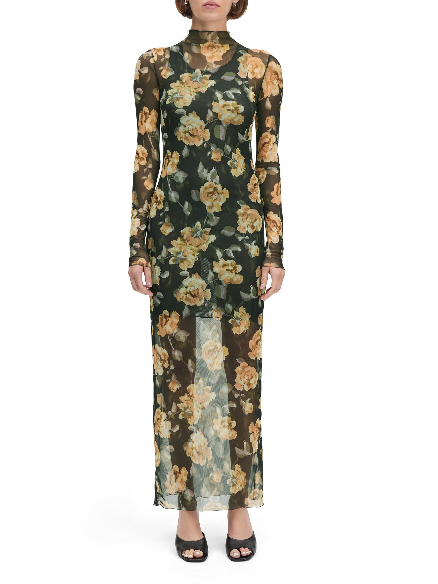 THE SHEER FANTASY DRESS - GOLDEN FLOWERBED