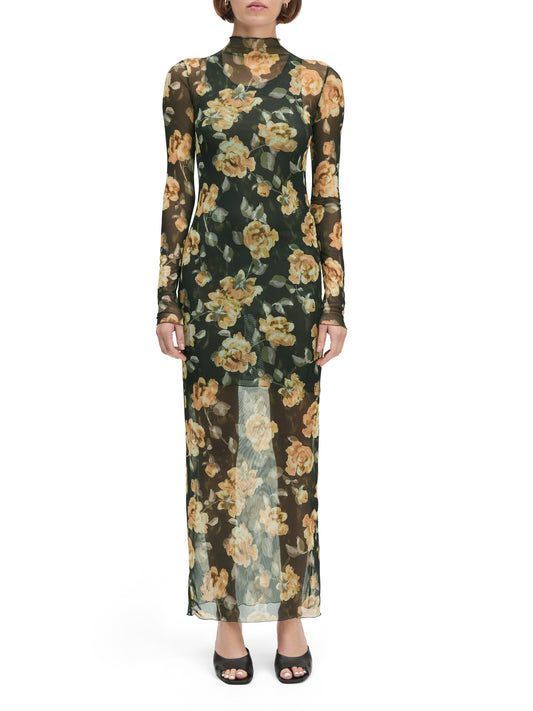 THE SHEER FANTASY DRESS - GOLDEN FLOWERBED