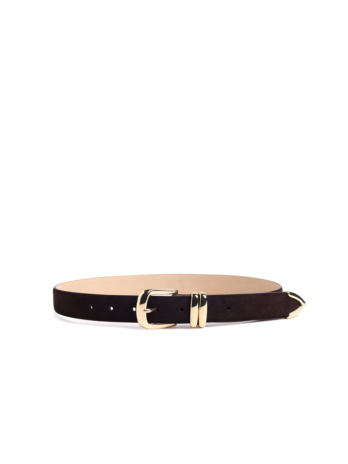 THE SUEDE JORDAN BELT - CHOCOLATE/POL GOLD