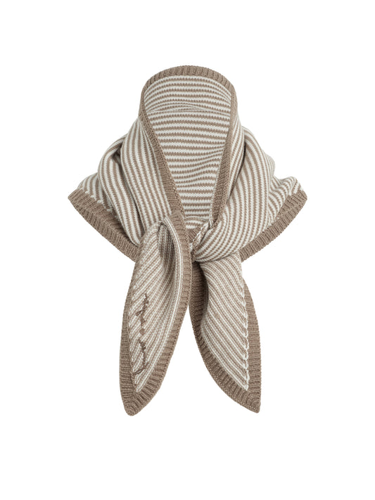 THE STRIPE TRIANGLE SCARF - SOFT TAUPE STRIPE