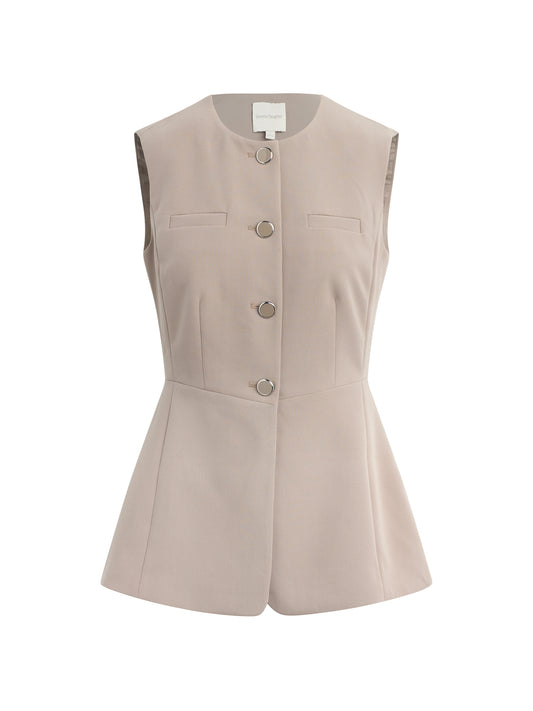 THE CLOCKING IN TOP  - SOFT TAUPE