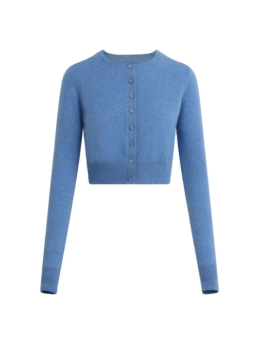THE CROPPED REBECCA CARDIGAN - RIVER BLUE