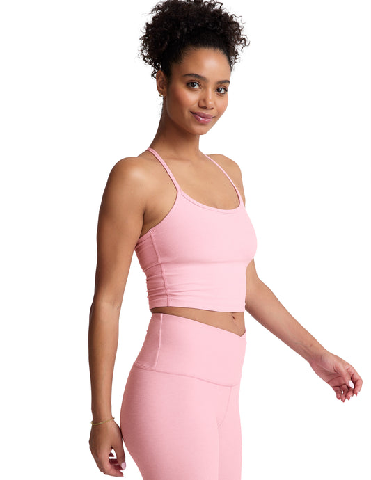 SPACEDYE SLIM RACERBACK CROPPED TANK - FROSTY PINK HEATHER