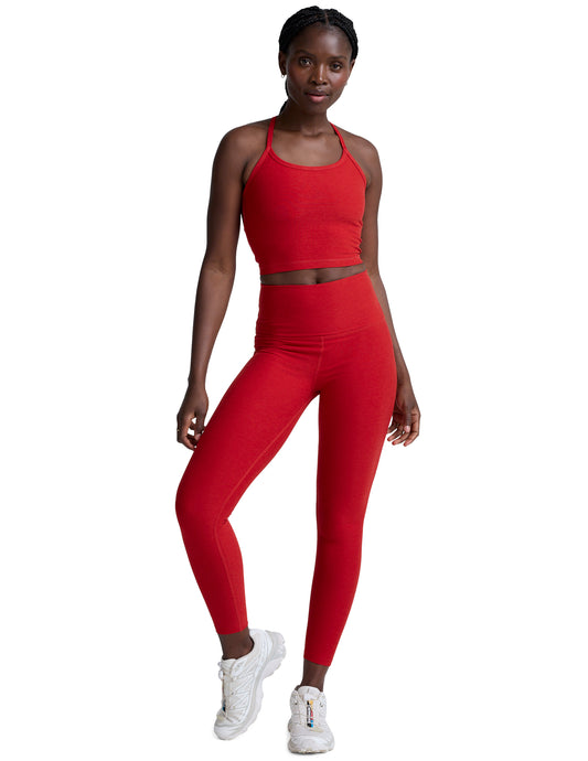 SPACEDYE SLIM RACERBACK CROPPED TANK - HOLLY RED HEATHER