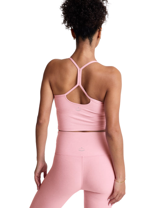SPACEDYE SLIM RACERBACK CROPPED TANK - FROSTY PINK HEATHER