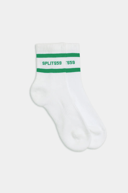 LOGO STRIPE QUARTER SOCKS - WHITE/GRASS
