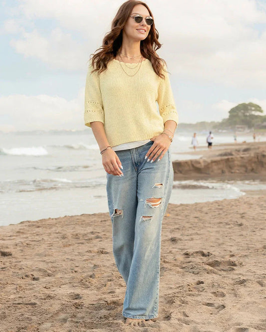 CALLIOPE HALF SLEEVE TOP COTTON - SUNLIGHT